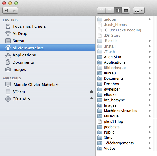 Fichiers cachés sous OS X Lion