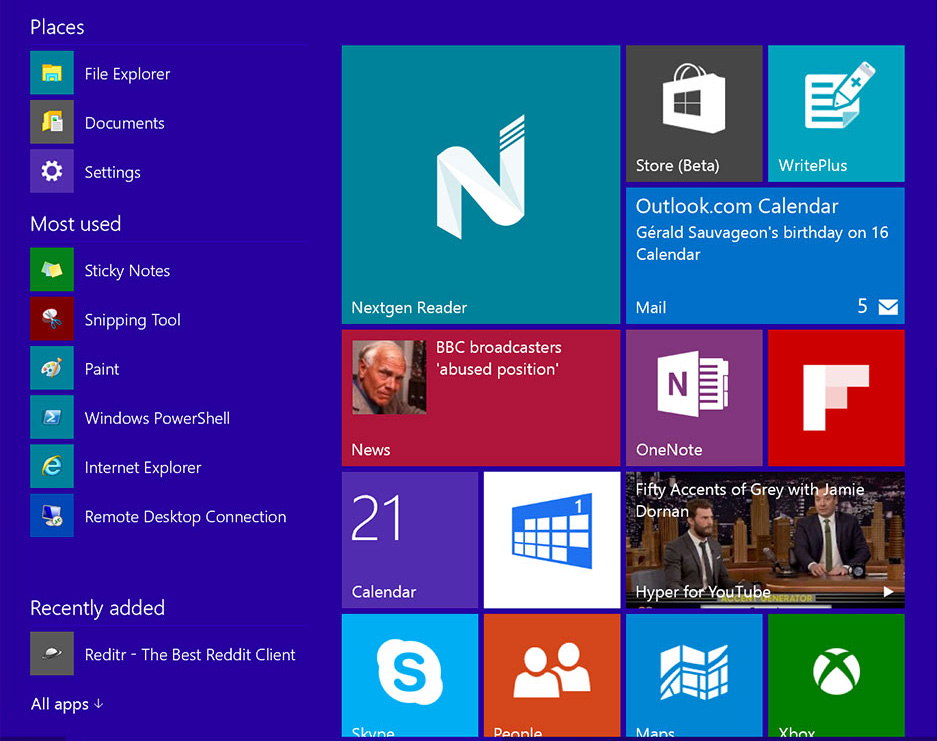 Design plat : Windows 10